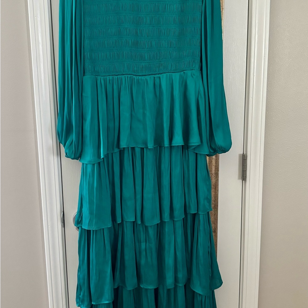 Strut & Bolt Emerald Green Ruffled Maxi Dress
